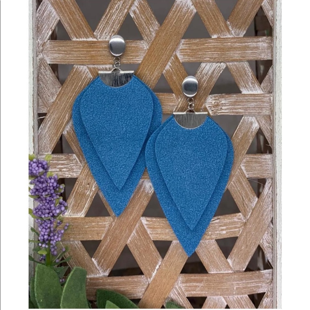 Blue Faux Suede Earrings